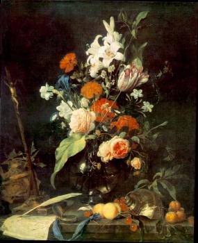 讓 達維德玆 德 希姆 Flower Still-life with Crucifix and Skull 讓 達維德玆 德 希姆 Flower Still-life with Crucifix and Skull